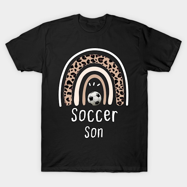 soccer Son, soccer gift for Son, Leopard Rainbow soccer gift T-Shirt by foxfieldgear